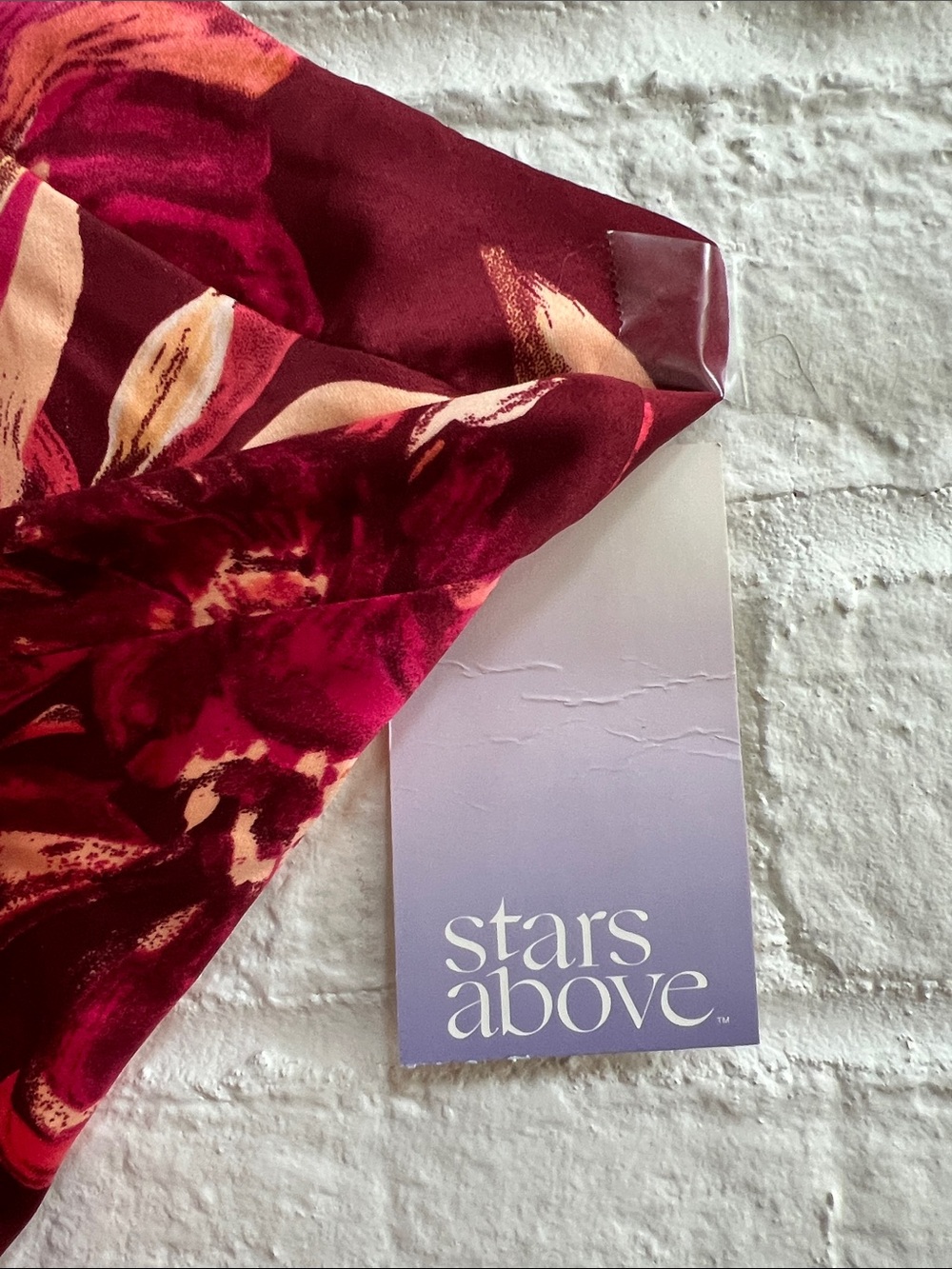 STARS ABOVE Burgundy Hot Pink Orange Floral Satin Loungewear Camisole Shorts Set - Picture 9 of 15